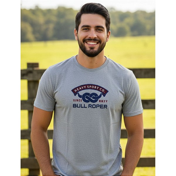 Camiseta Bordada Bull Roper Cinza