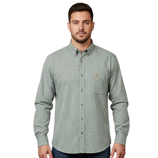 Camisa Manga Longa Okan Western Xadrez Verde