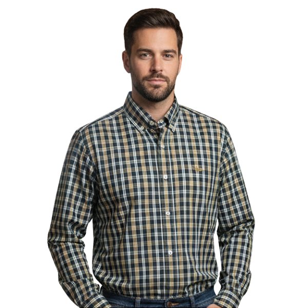 Camisa Manga Longa Bull Roper Xadrez Verde/Amarelo