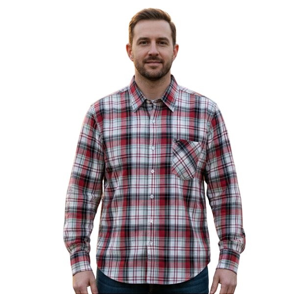 Camisa Manga Longa West Brothers Xadrez Vermelho