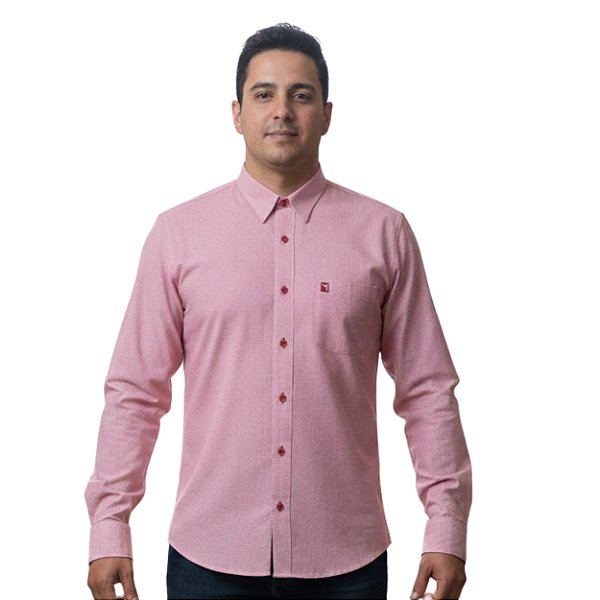 Camisa Manga Longa Austin Bulls Xadrez Vermelha