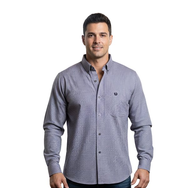 Camisa Manga Longa Country Way Xadrez Lilas/Azul Marinho