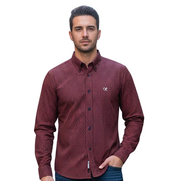 Camisa Manga Longa Okan Western Xadrez Vermelho