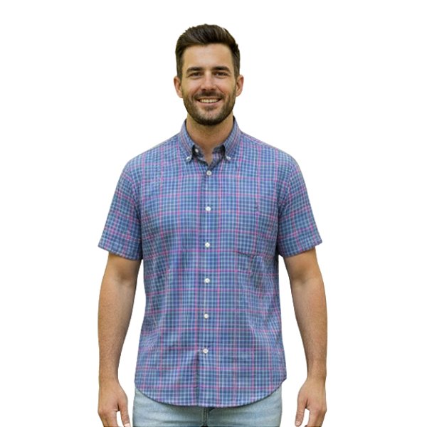Camisa Manga Curta Austin Western Turquesa/Rosa