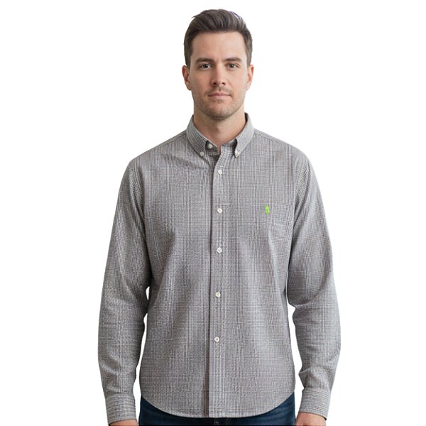 Camisa Manga Longa Austin Western Xadrez Verde/Laranja