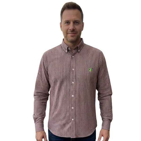 Camisa Manga Longa Austin Western Vinho/Azul Marinho