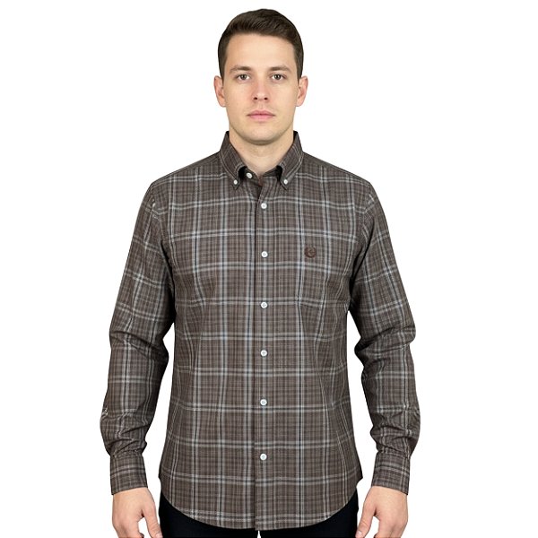 Camisa Manga Longa Leone Xadrez Marrom