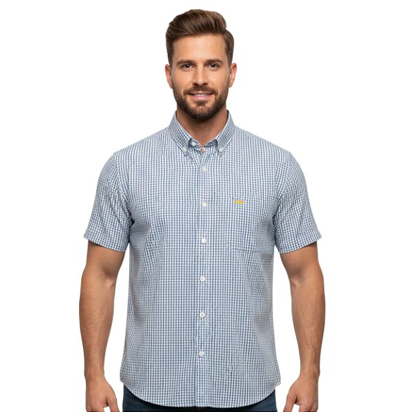 Camisa Manga Curta TXS Xadrez Azul