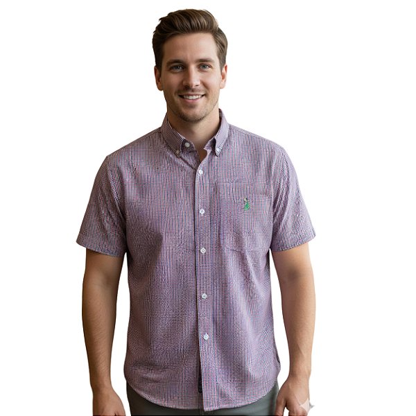 Camisa Manga Curta Austin Western Vermelho/Azul/Branco