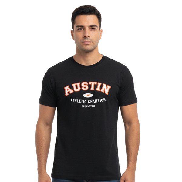 Camiseta Bordada Austin Western Preta