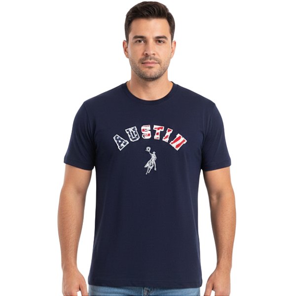Camiseta Bordada Austin Western Azul Marinho