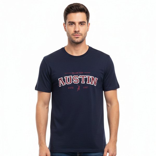 Camiseta Bordada Austin Western Azul Marinho