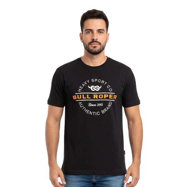 Camiseta Bordada Bull Roper Preta