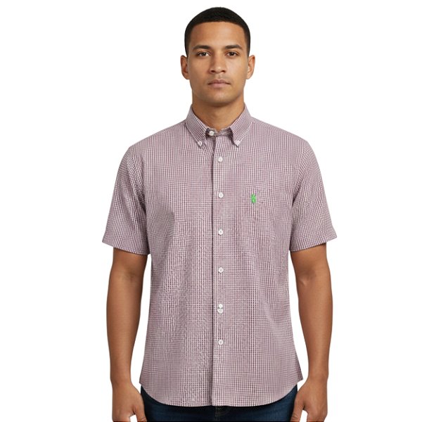 Camisa Manga Curta Austin Western Rosa/Roxo