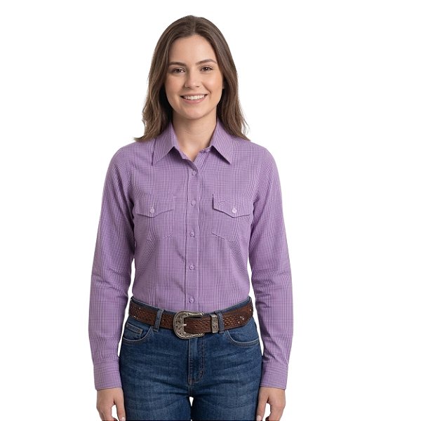 Camisa Manga Longa Tomahawk Xadrez Roxo