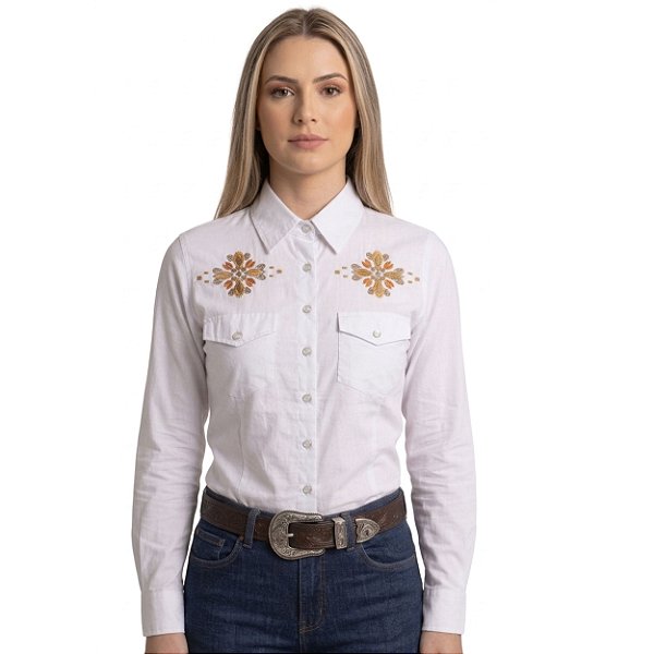 Camisa Bordada Manga Longa Apache Branca