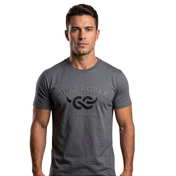 Camiseta Bordada Bull Roper Cinza