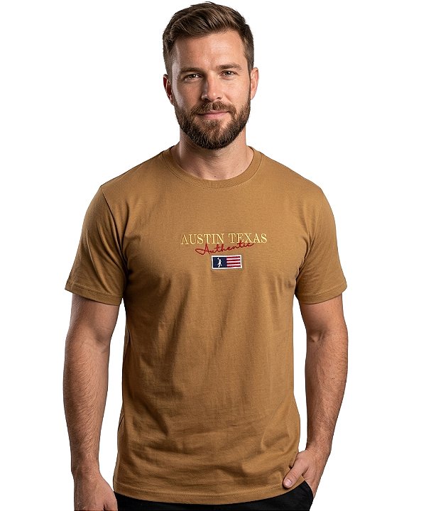 Camiseta Bordada Austin Western Caramelo