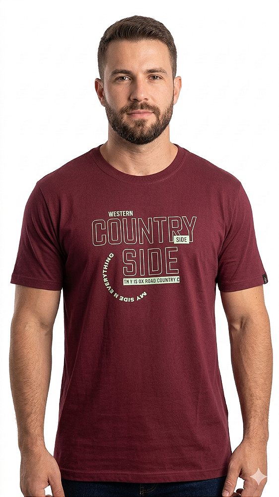 Camiseta Estampada Bordo Ox Horns