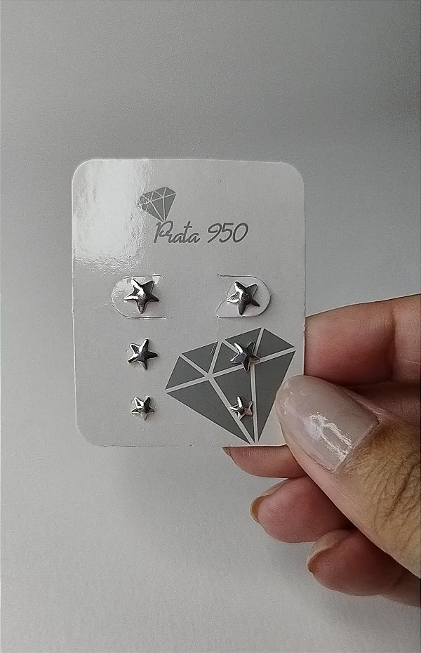 Trio de estrelas em Prata 925