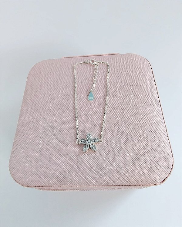 Pulseira flor cravejada em Prata 925