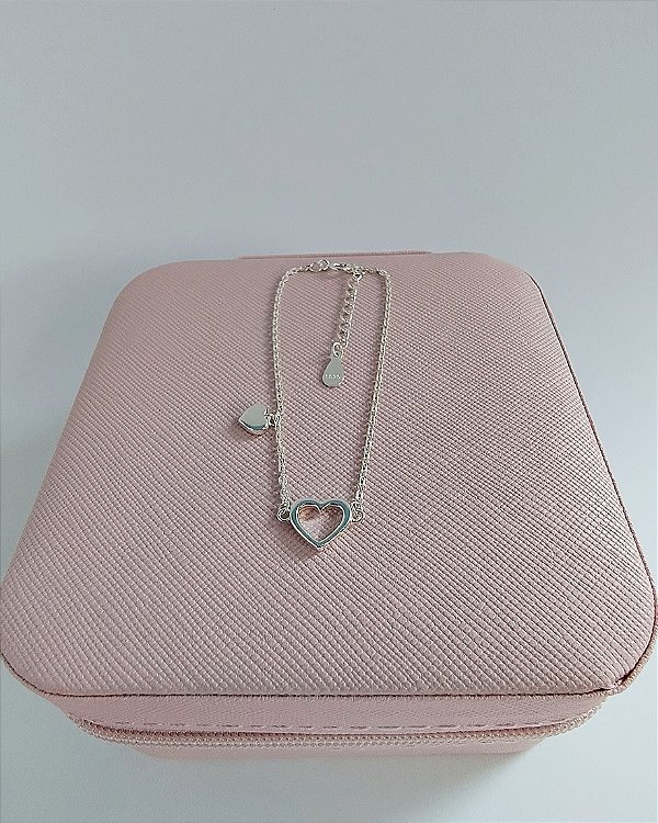 Pulseira coração vazado em Prata 925