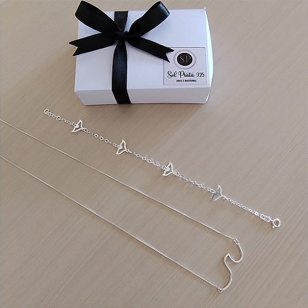 Conjunto de joias ( Colar e pulseira) PRATA LEGÍTIMA