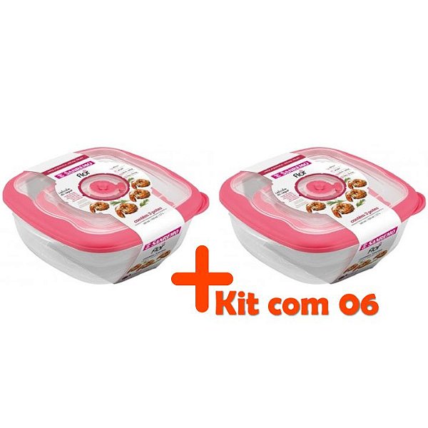 Kit Conjunto 6 Potes Herméticos Porta Alimentos Geladeira Cozinha Flor - Sanremo