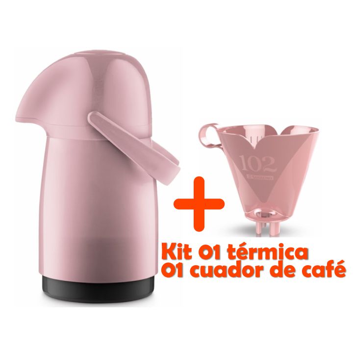 Kit Garrafa Térmica 500ml Pequena Infantil + Suporte Coador Filtro Café - Sanremo