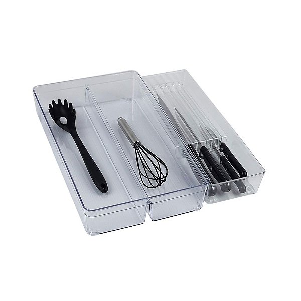 Kit Organizador Utensílios Cozinha Porta Talher Facas Gaveta