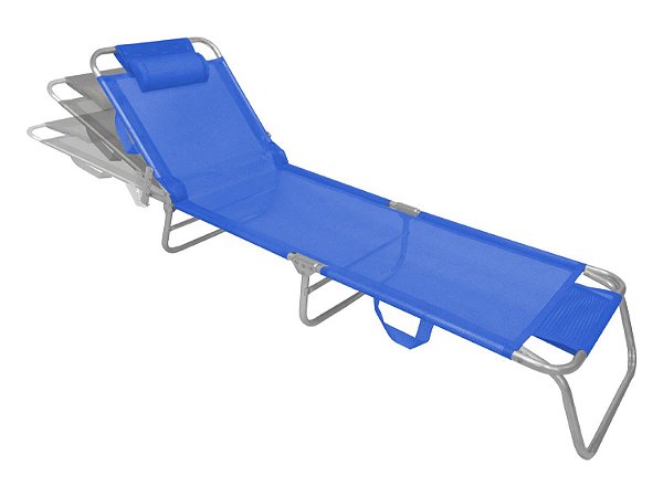Cadeira Espreguiçadeira Slim Azul Alumínio Ajustável Piscina Praia Jardim - Zaka