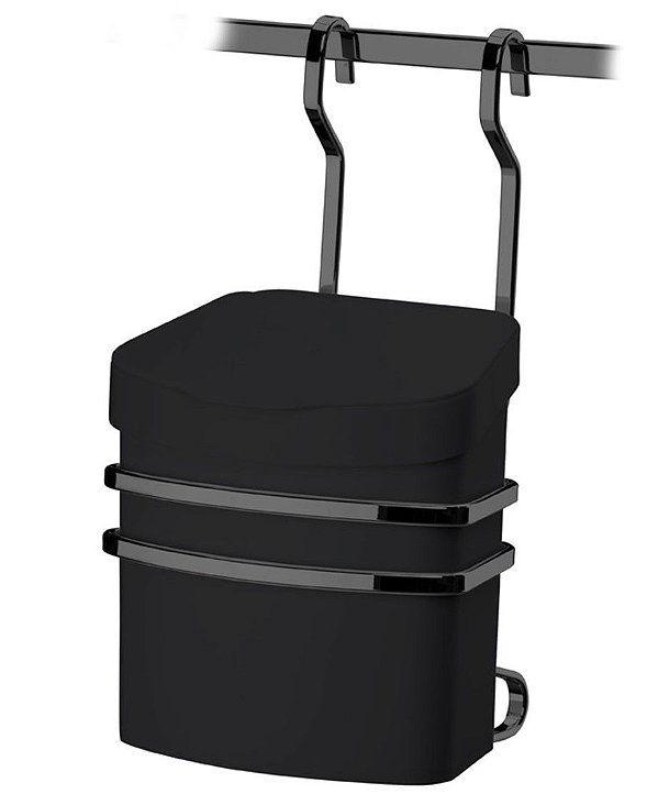 Suporte Com Lixeira 2,5 Litros Para Barra Parede Cozinha Onix Preto - 2809OX Future