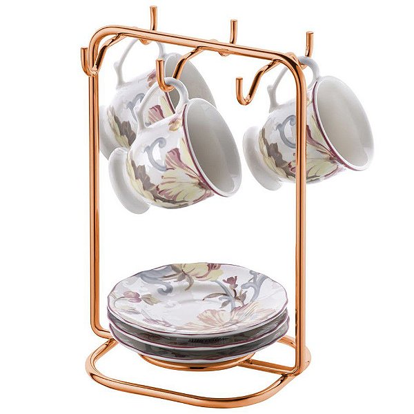 Suporte Organizador Pires Xícaras Café Rosé Gold Cobre 1124rg - Future