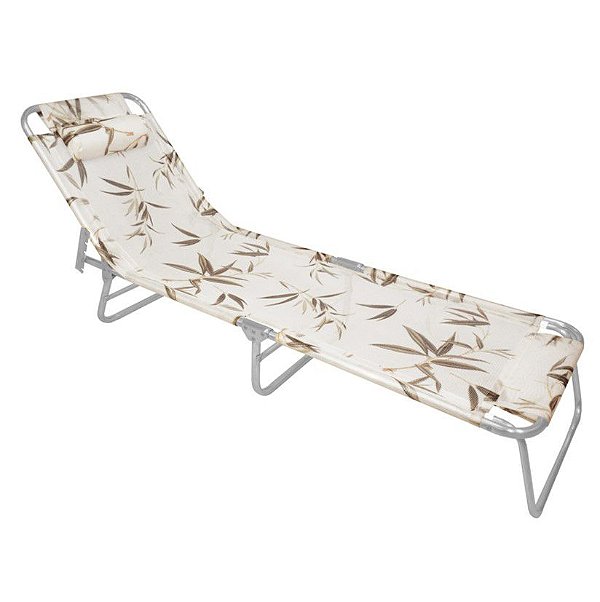 Cadeira Espreguiçadeira Slim Alumínio Bambu Ajustável Piscina Praia - Zaka