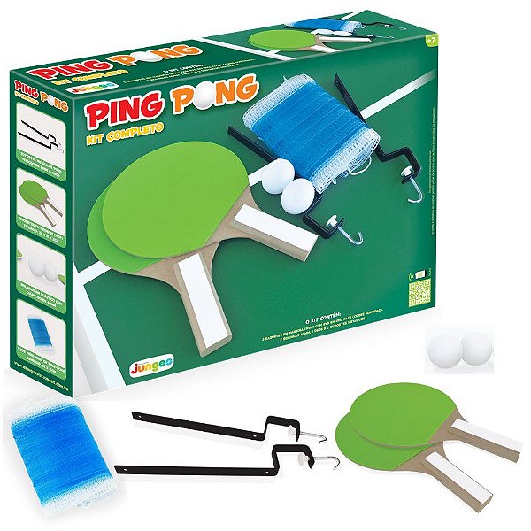 Kit Raquete Bolinha Suporte Rede Tênis Mesa Ping Pong - 225 Junges