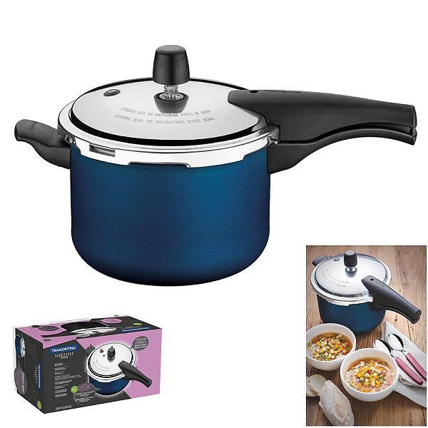 Panela De Pressão 4,5L Alumínio Antiaderente Cozinha Vancouver - 20582120 Tramontina - Azul