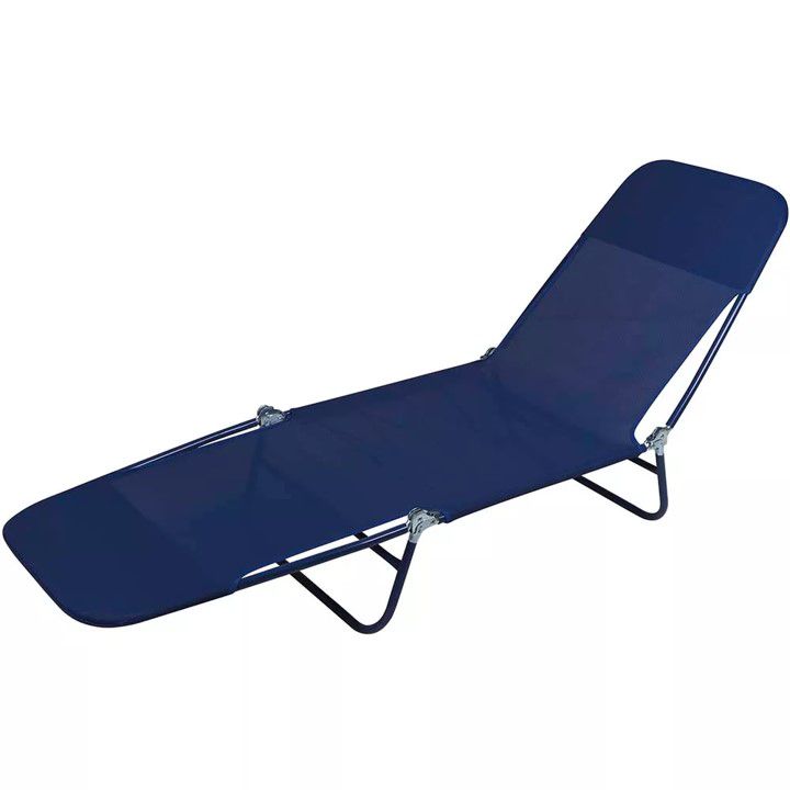 Cadeira Espreguiçadeira Textilene Aço Ajustável Azul - Mor