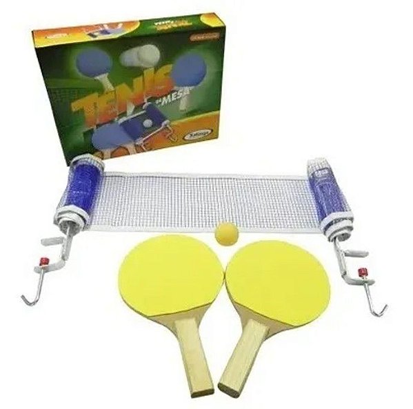 Conjunto Tênis Mesa Ping Pong Raquetes Rede Bolinha Suportes - 54509 Xalingo