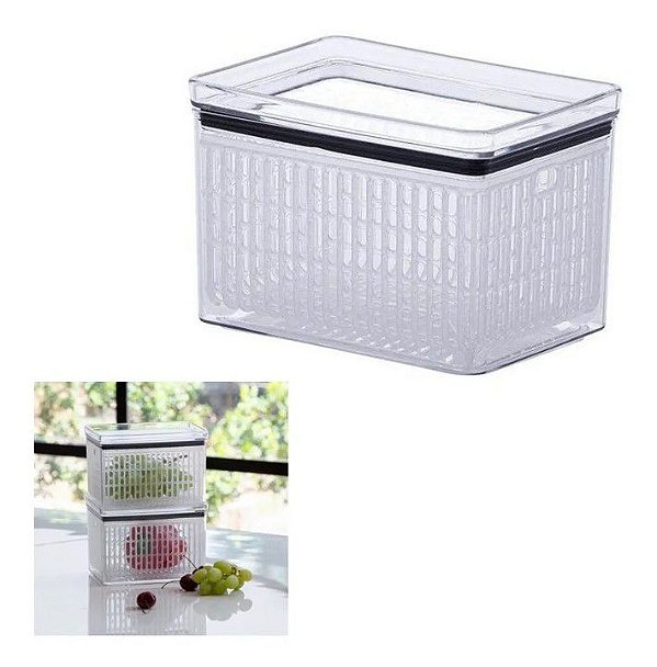 Pote Hermético 1,8l Porta Fruta Vegetal Geladeira Empalhável  Fresh Lumini - 1371 Paramount