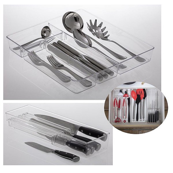 Kit Organizador Diamond Utensílios Talheres + Suporte 6 Facas Gaveta - Paramount