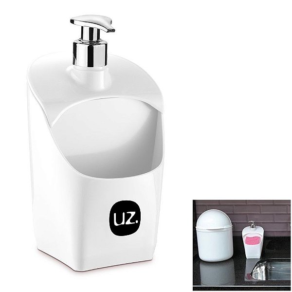 Dispenser Porta Detergente Liquido Esponja De Pia Cozinha - UZ367 Uz - Branco