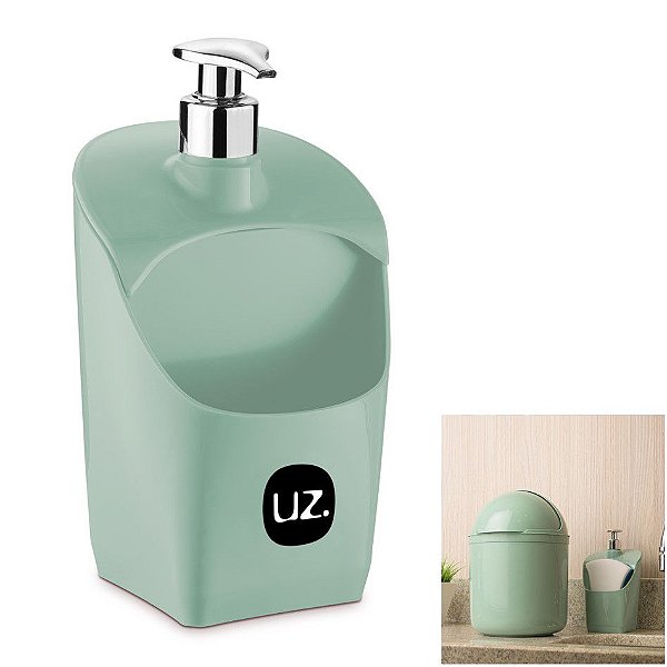 Dispenser Porta Detergente Liquido Esponja De Pia Cozinha - UZ367 Uz - Verde Menta