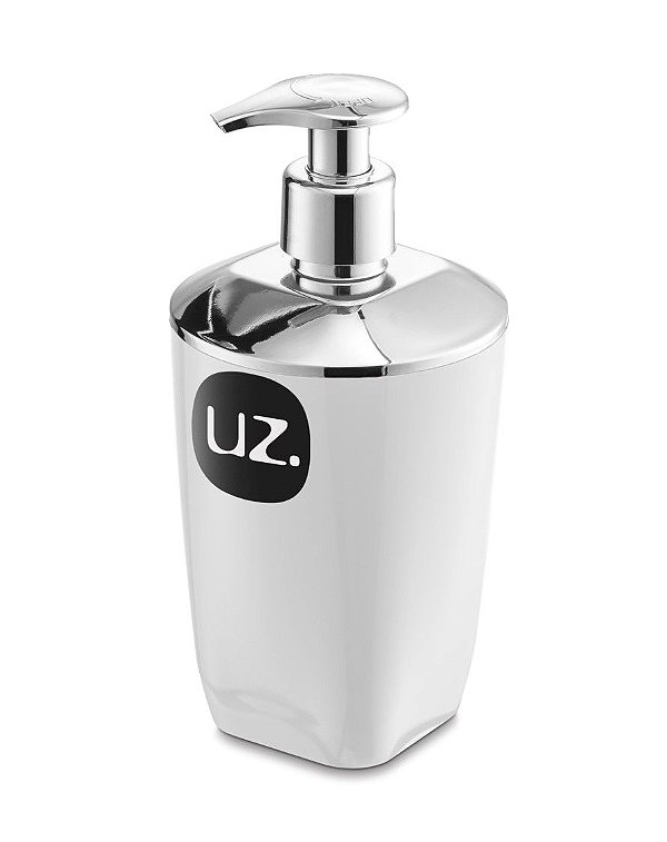 Dispenser Porta Sabonete Liquido Acessório De Banheiro Premium - UZ528 Uz - Branco/Cromado