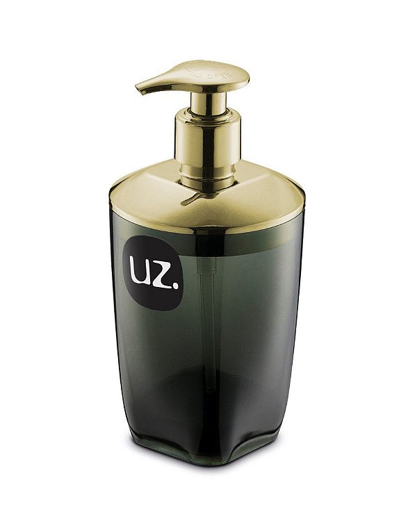 Dispenser Porta Sabonete Liquido Acessório De Banheiro Premium - UZ528 Uz - Preto/Dourado