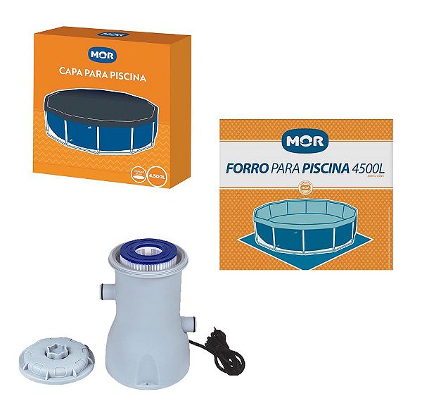 Kit Filtro + Capa + Forro Para Piscina Redonda 4500 Litros - Mor
