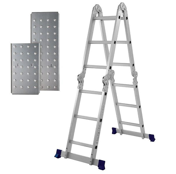Escada Multifuncional 4x3 Alumínio 12 Degraus Com Plataforma 5133 - Mor