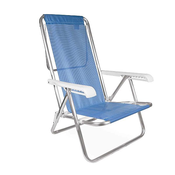 Cadeira De Praia Reclinável Sannet 8 Posições Alumínio - Mor - Azul
