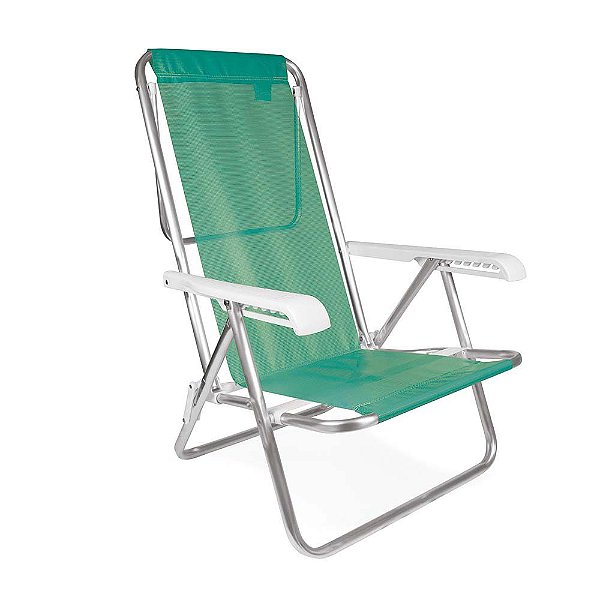 Cadeira De Praia Reclinável Sannet 8 Posições Alumínio - Mor - Verde
