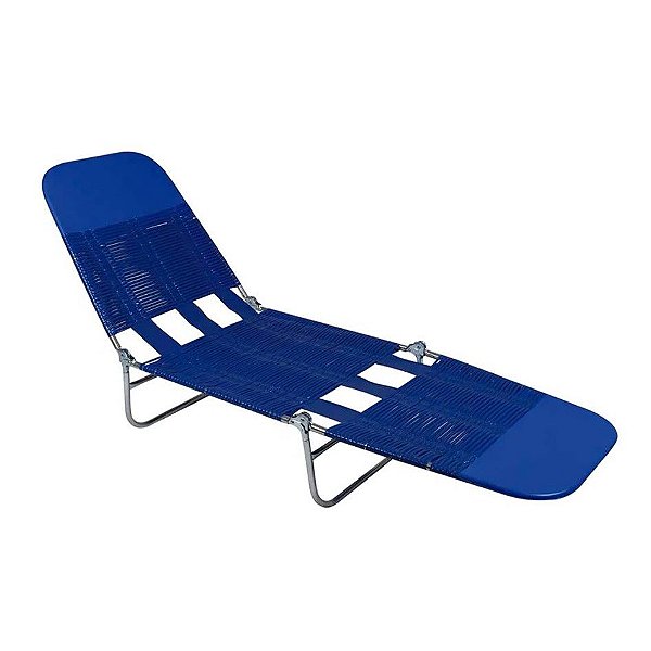 Cadeira Espreguiçadeira Pvc Regulável Aço Praia - Mor - Azul Marinho