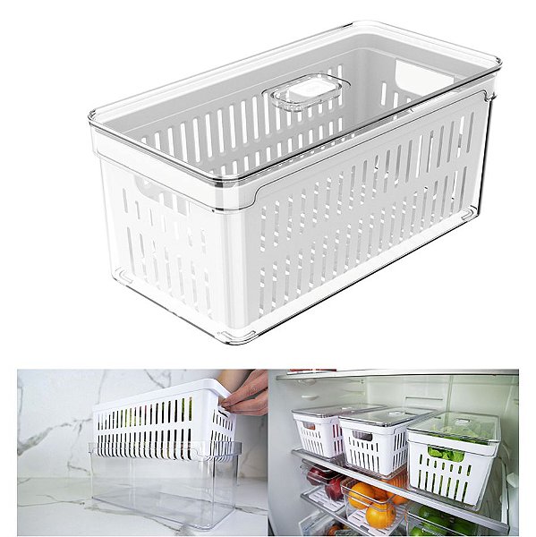 Organizador Porta Mantimento 5 L C/ Tampa Cesto Fruta Verdura Clear Fresh - OF 350 Ou